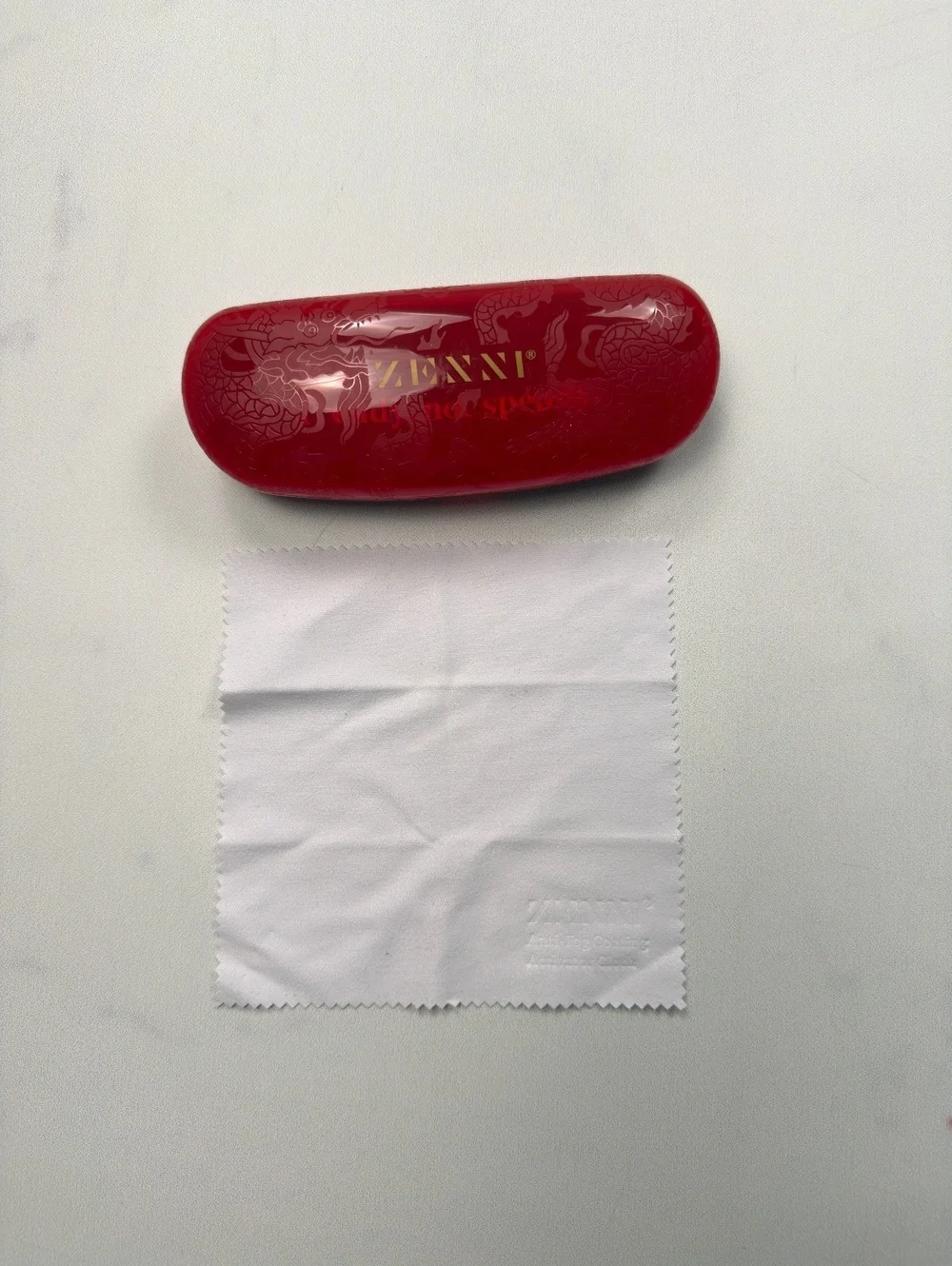 Zenni Eyeglasses Case Red Trendy Protective with Cleaning Cloth